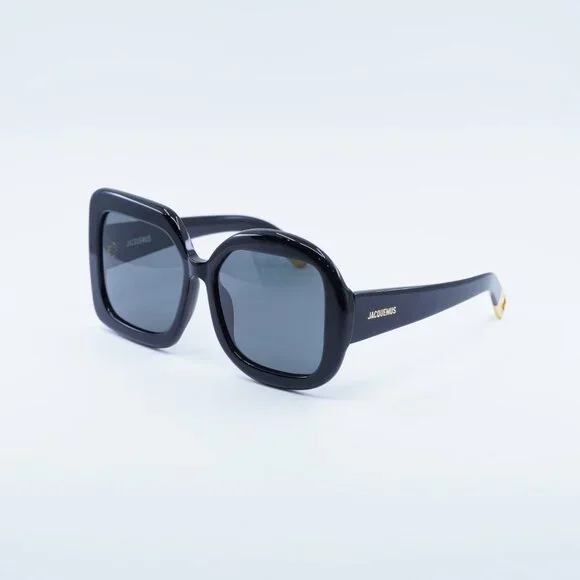 Jacquemus ROND CARRE JAC/11 C1 Rectangle Sunglasses - Shiny Black\\Grey Jacquemus ROND CARRE JAC/11 C1 Sunglasses Black Rectangle  main image 3